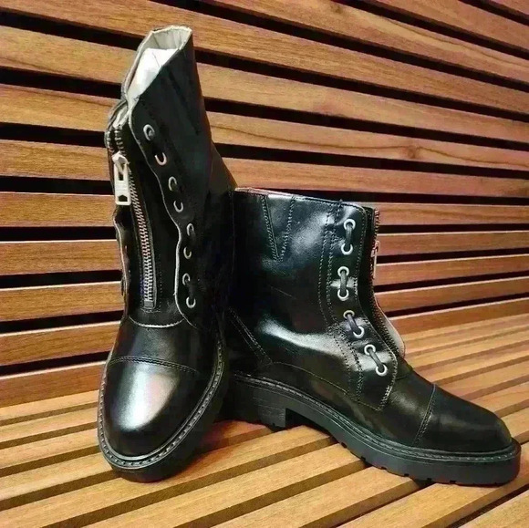 AllSaints Alaria Leather Combat Boots - Picture 4 of 11